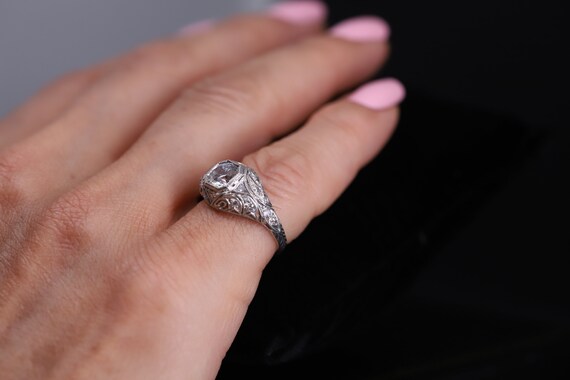 Antique Replica Edwardian Engagement Ring Vintage Semi Mount Setting Only White Gold Diamond Filigree Engraved Milgrain Bezel Set Ring Etsy UK