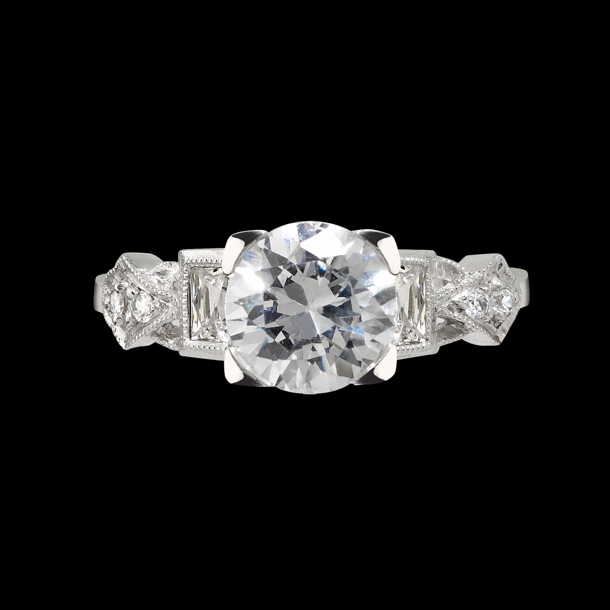 Art Deco Diamond Setting/ Vintage Style Art Deco Engagement Ring Made ...