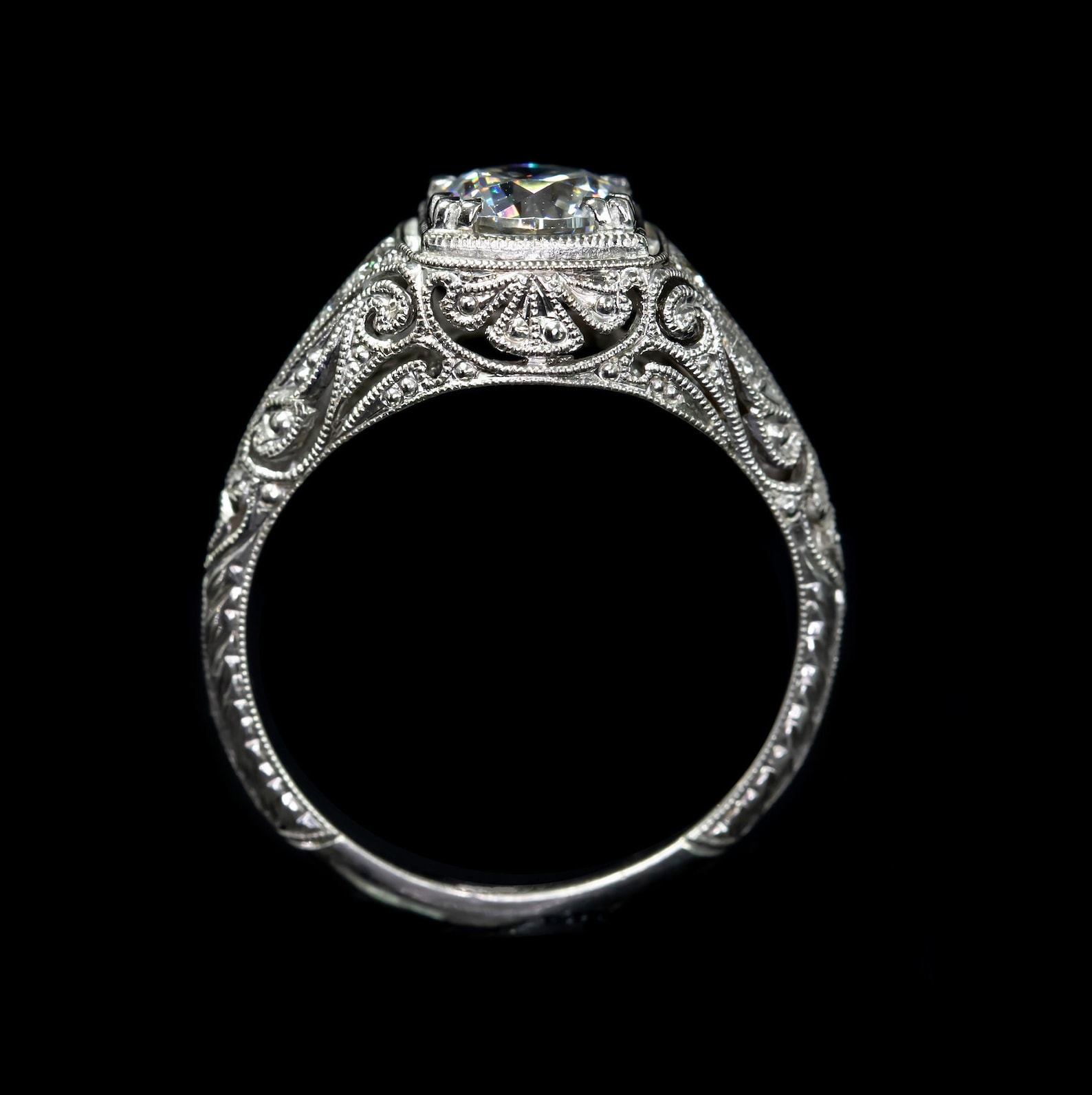 Antique Style Engagement Ring/edwardian Ring/gold Diamond Etsy