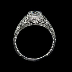 Edwardian Engagement Ring Antique Style/ Vintage Edwardian Ring Setting Gold Diamond Mill Grained Engraved Filigree Bezel Set Semi Mount