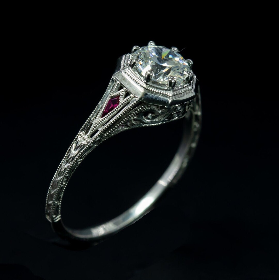 Art Deco Engagement Ring Setting Only/ Antique Style Art Deco Semi ...