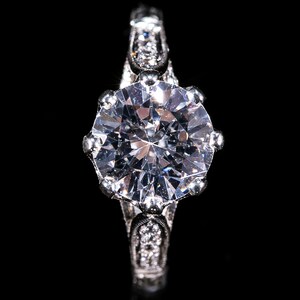 Antique Style Art Deco Engagement Ring/Platinum Diamond Ring/ Milgrain Hand Engraved Engagement Ring/ Setting Only/ Vintage Ring/ Semi Mount image 5