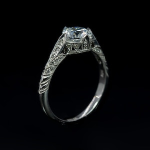 Antique Engagement Ring/ Edwardian Engagement Ring/ Antique Diamond Engagement Ring/Setting Only/ Vintage Semi Mount Ring/ Milgrain Ring image 1
