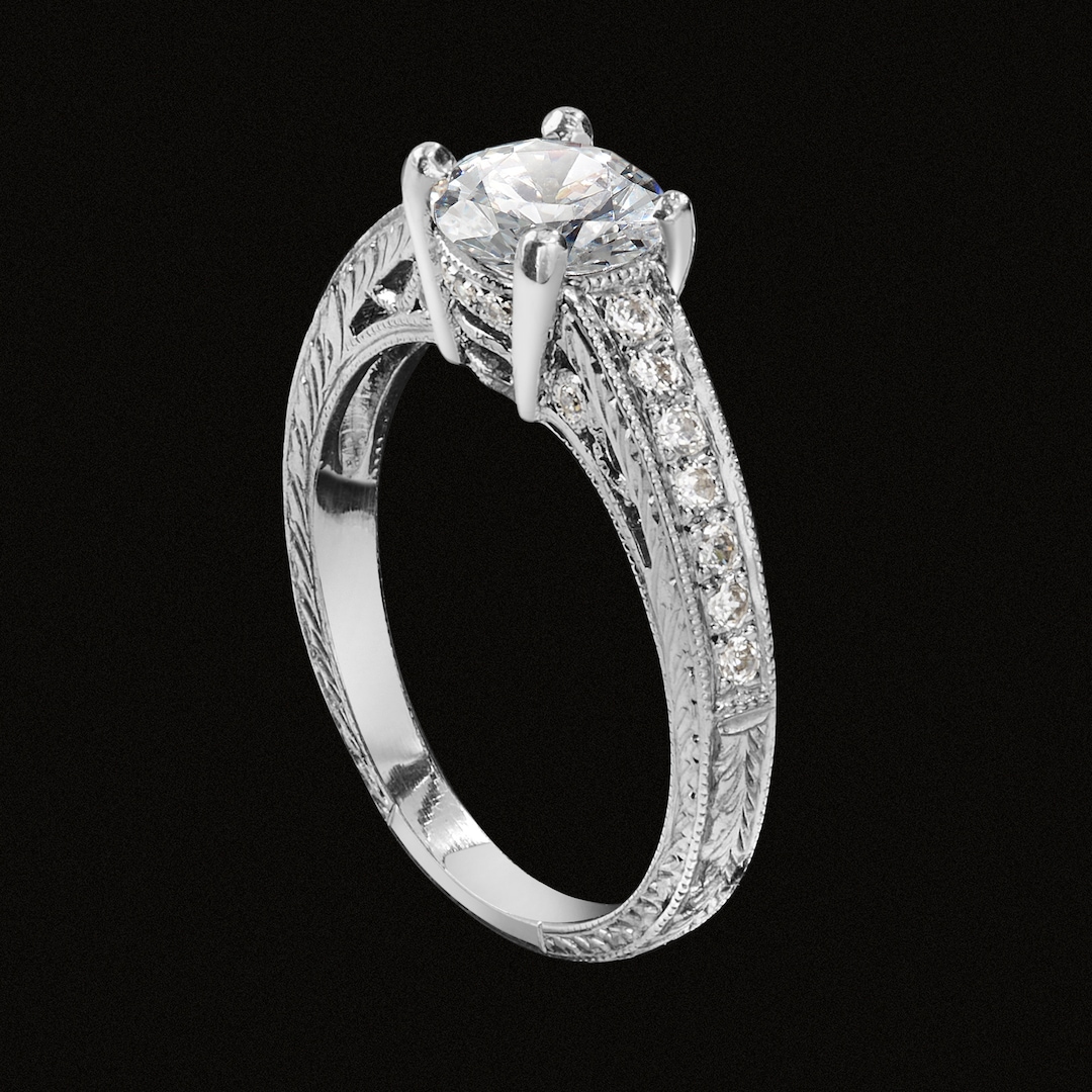 Art Deco Diamond Setting/ Art Deco Engagement Ring Made With Gold or ...