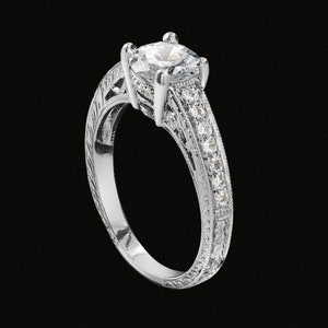 Art Deco Diamond Setting/ Art Deco Engagement Ring Made With Gold Or Platinum Diamond Filigree Milgrain Engraved Semi Mount For Round