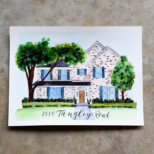 Custom House Portrait, Hand Painted Watercolor Art, Watercolor Home Painting, House Portrait watercolor // Housewarming Gift or Realtor Gift