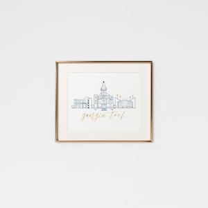 Georgia Tech Grad Gift • Handmade Watercolor Campus • GT Gift • College Graduation Gift • Georgia Tech • GT Decor • Yellow Jackets Georgia