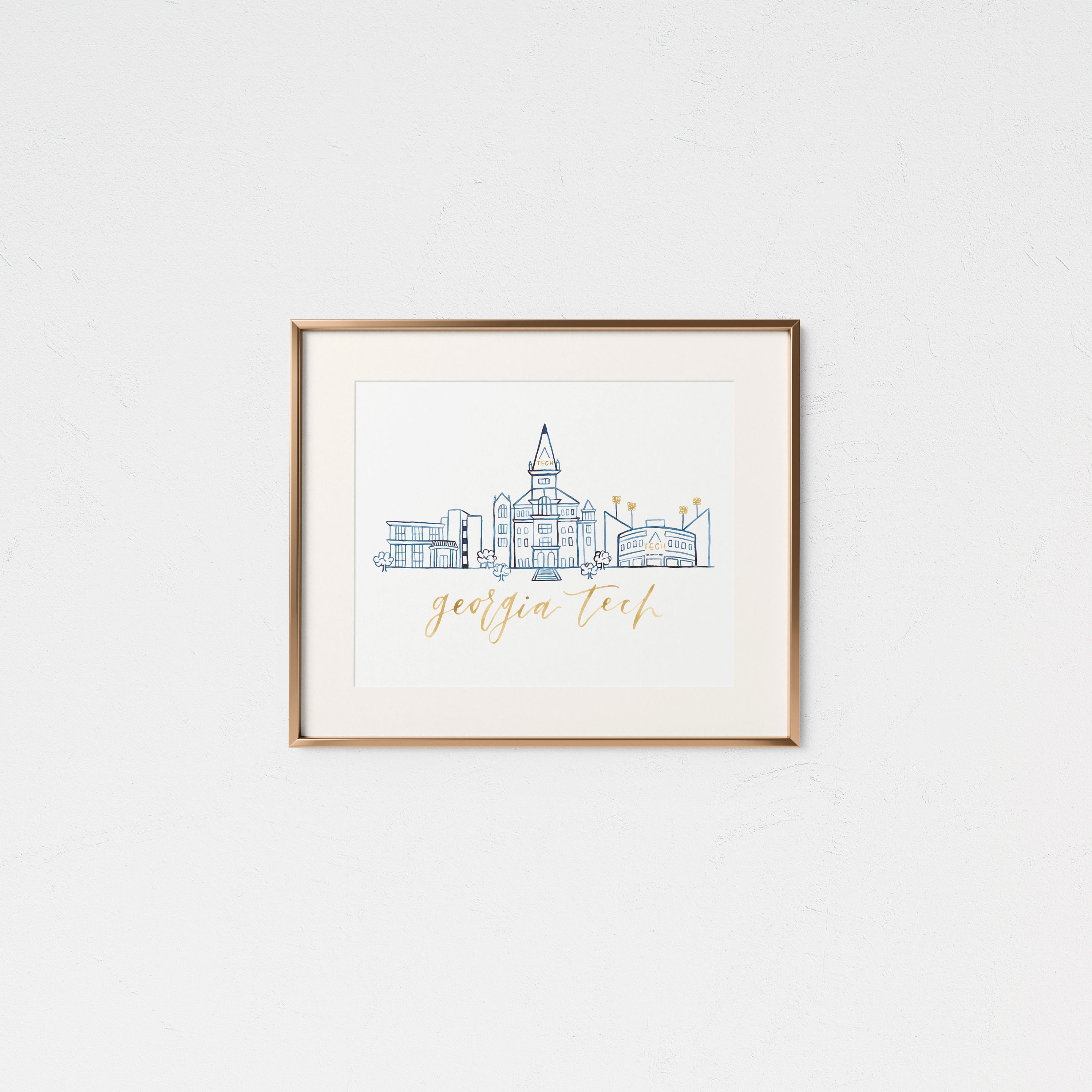 Georgia Tech Grad Gift • Handmade Watercolor Campus • GT Gift • College Graduation Gift • Georgia Tech • GT Decor • Yellow Jackets Georgia