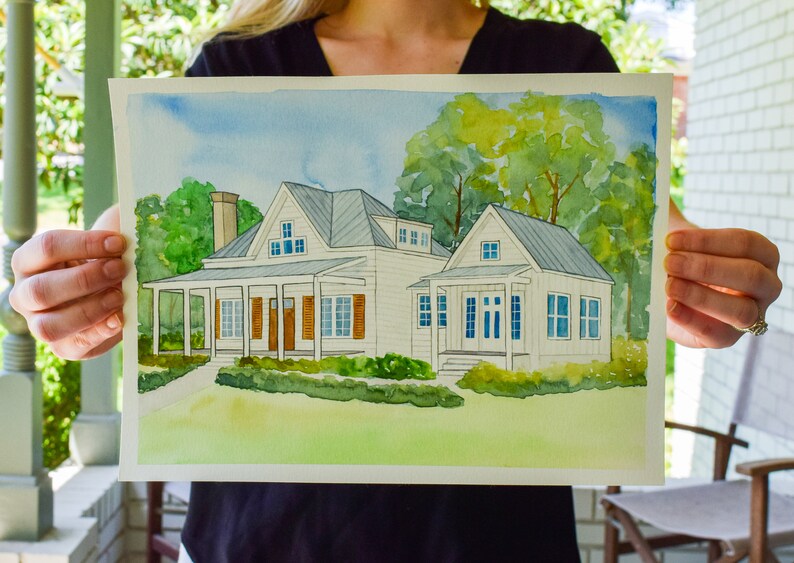 Custom House Portrait, Hand Painted Watercolor Art, Watercolor Home ...