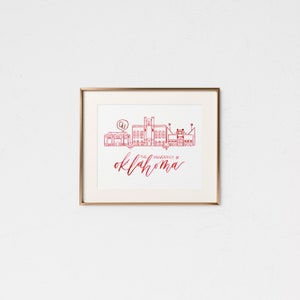 Oklahoma University • Handmade Watercolor Campus • OU Gift • College Graduation Gift • Norman Oklahoma • OU Decor • Sooners Decor