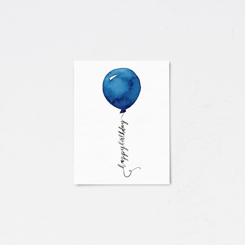 Happy Birthday Card Blue Birthday Card Watercolor Birthday | Etsy UK