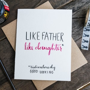 HANDGEMALTE Vater Tochter Karte, wie Vater wie Tochter von Tochterkarte, lustige Geburtstag Papa