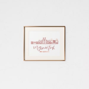 Virginia Tech Grad Gift • Handmade Watercolor Campus • VT Gift • College Graduation Gift • Virginia Tech • VT Decor • Virginia Tech Hokies