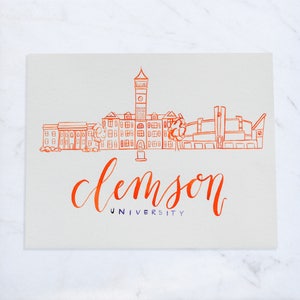 Clemson Universität, handgemachte Aquarell-Campus-Malerei, Clemson-Malerei, Clemson-Dekor, Clemson Tigers-Dekor, College-Abschluss-Geschenk