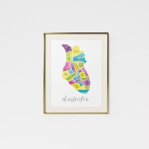Charleston Aquarell Karte • Charleston South Carolina Art • Charleston Geschenk • Carolina Geschenk • Geschenk zur Wohnungserwärmung • Charleston Stadtplan