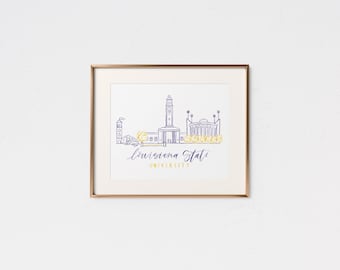 LSU Grad Gift • Lsu Gift for Men • Louisiana State University • College Graduation Gift • LSU Grad Decor • Geaux Tigers LSU Print