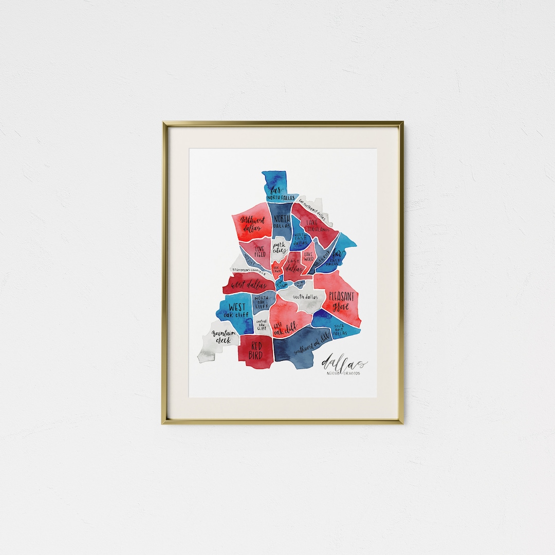 Texas Ranger Colorful Map Dallas Watercolor Map • Texas Rangers Art • Dallas Gift • Housewarming ...