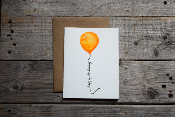 Aquarelle De Joyeux Anniversaire Ballon Carte Carte Etsy France