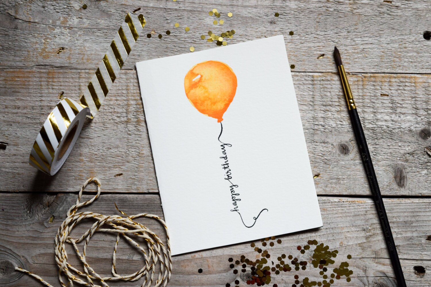 Aquarelle De Joyeux Anniversaire Ballon Carte Carte Etsy France