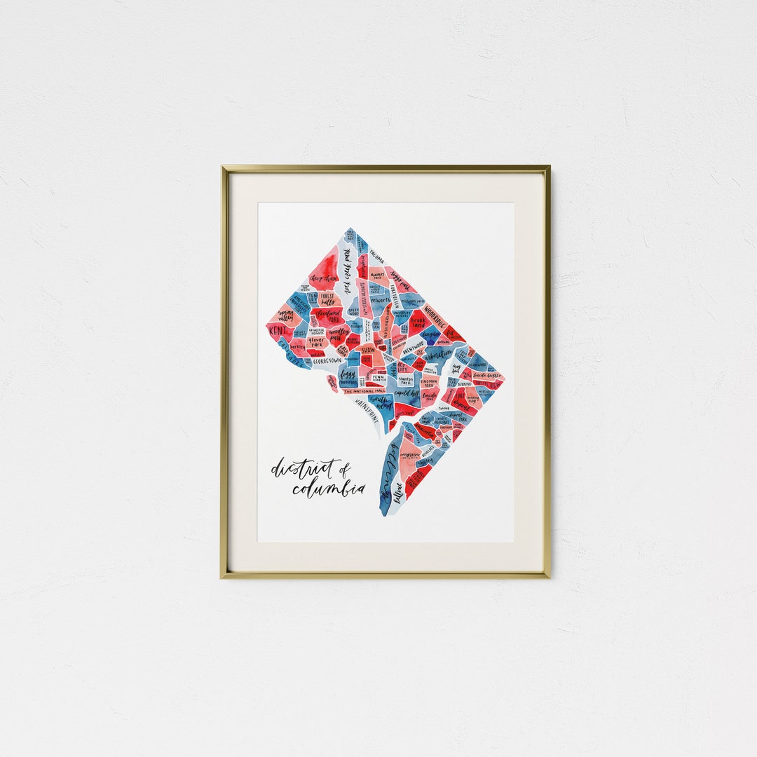 Washington DC Watercolor Map • D.C. Art • Washington Gift ...
