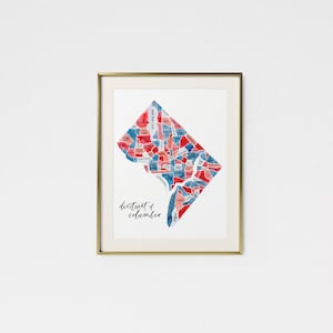 Washington DC Aquarel Kaart • D.C. Art • Washington Gift • Housewarming Gift • District of Columbia Map • Neighborhood Map • Custom Map