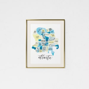 Atlanta Aquarell Karte • Atlanta GA Kunst • Atlanta Georgia Geschenk • Housewarming Geschenk • Atlanta Stadt karte • Individuelle Karte • Atlanta Karte