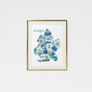 Brooklyn Watercolor Map • Brooklyn Art • Brooklyn Gift • Housewarming Gift • Brooklyn City Map • Custom Map • Brooklyn New York Map