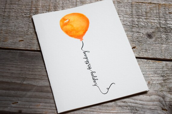 Aquarelle De Joyeux Anniversaire Ballon Carte Carte Etsy France