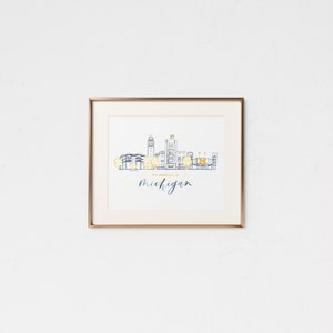 University of Michigan Grad Gift • Handmade Watercolor Campus • Michigan Gift • College Graduation Gift • UMich Decor • Wolverines Michigan