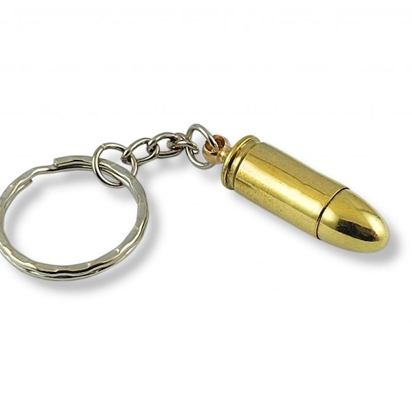 9mm Luger Bullet Keychain Genuine Brass Ammo Military Gift for Men Keyring from ammunition casing bushcraft, survival handmade