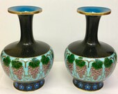 Vintage Meiji Period Cloisonné Enamel with Bronze Mottling Vases, Circa 1868-1912 (OTH10278)