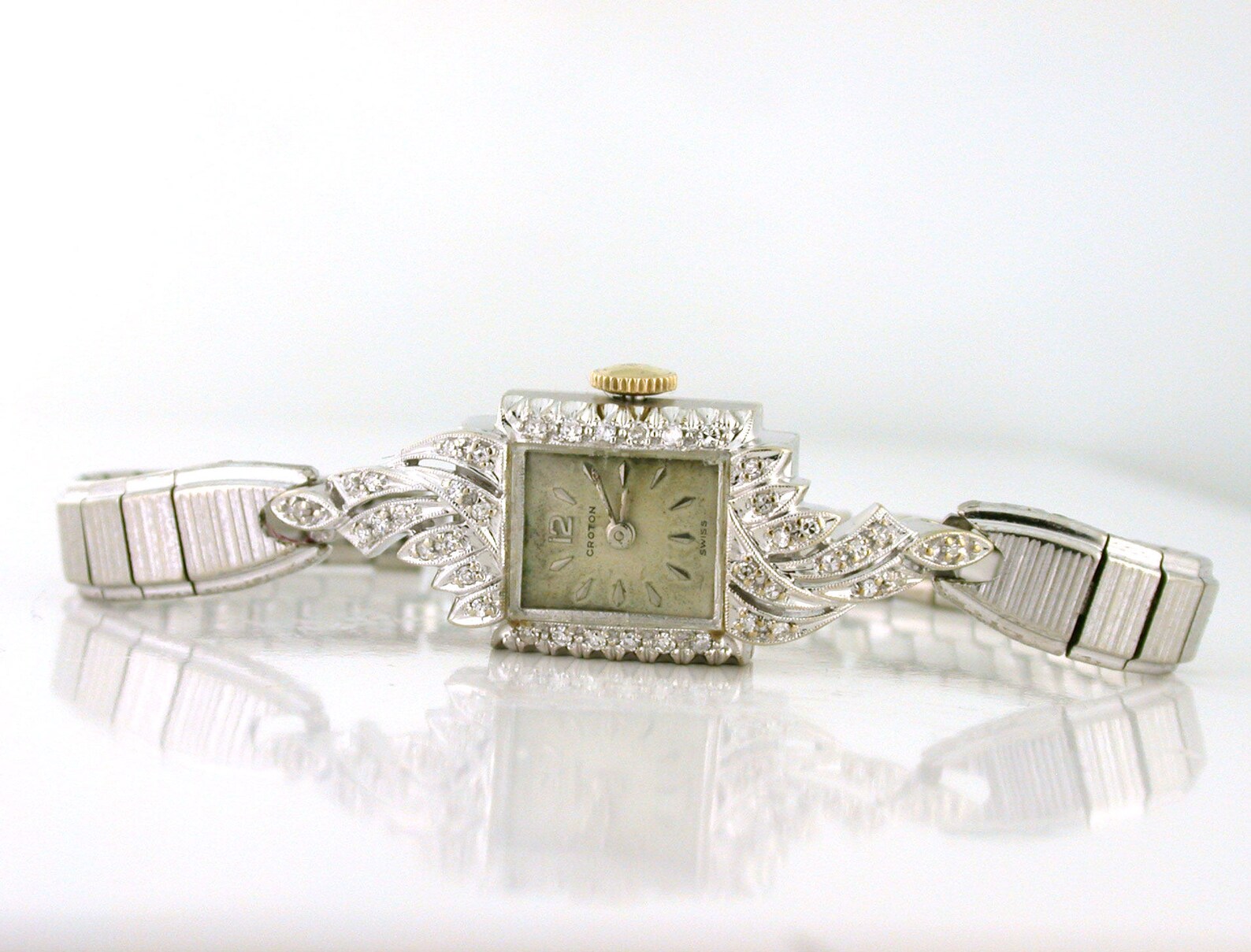 Elegant Croton 17 Jewel Ladies Diamond Watch 14k White Gold - Etsy