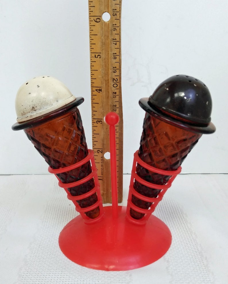 Vintage Ice Cream Cone Salt and Pepper Shakers with stand Etsy