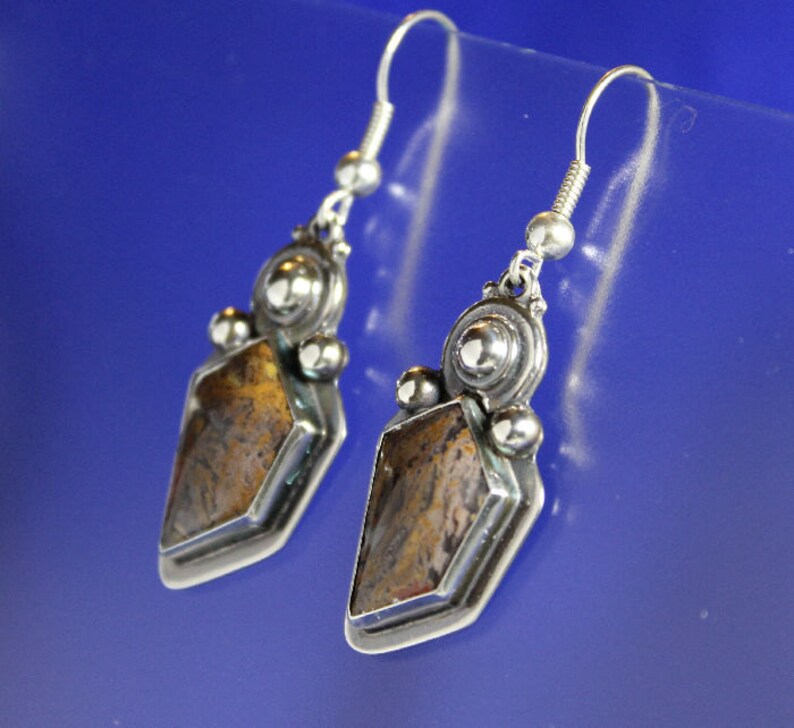 Plume Agate Earrings Sterling Silver Handmade Free Shipping | Etsy