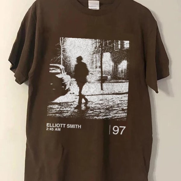 Elliott Smith / 2:45 / Camicia estetica dal design grafico minimalista, maglietta vintage della rock band Elliott Smith anni '90, merch di Elliott Smith