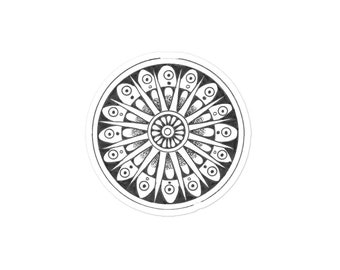Mandala No. 21 Black and White Mandala Hand Drawn Illustrated Mandala Art Stickers Geometric Laptop Sticker