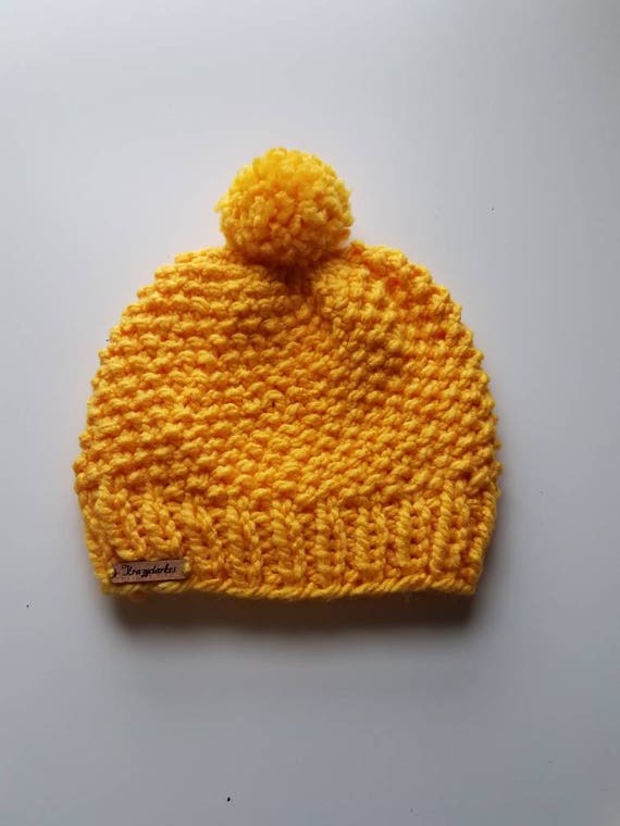 yellow knit hat