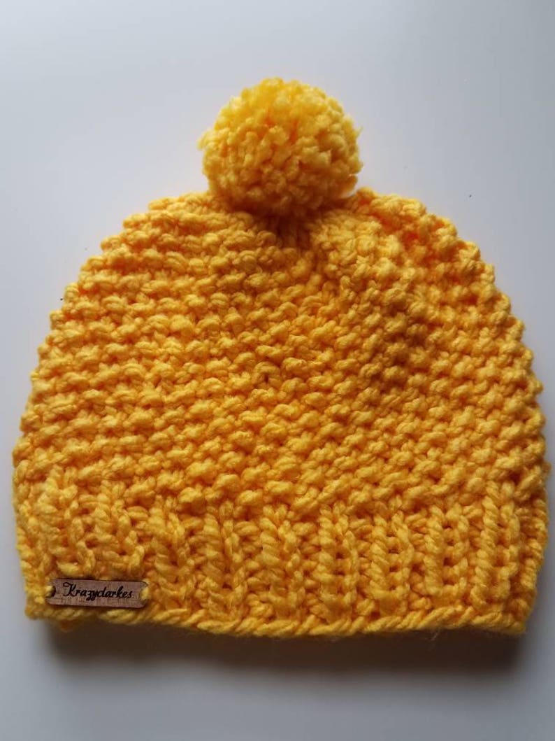 adult winter hat knit women/'s hat knit men Knitted hat gender neutral hat yellow winter hat knitted winter hat kids winter hat