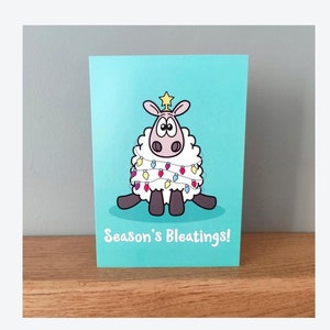 Les bêlements de la saison ! - A6 | Carte de Noël | Carte mouton | Carte Punny | Carte de Noël amusante | Joyeuses Fêtes | Jolie carte de Noël