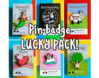 Pin badge *LUCKY PACK* - Multi buy offer!, bargain pins, sheep pin, knitting pins, Lapel pin, Enamel pin collector, Wooden pin badge