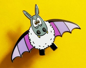 Baaaat! - Sheep x Bat enamel pin, Cute pin badge, Fun lapel pin, Halloween badge, Fun badge, Fun pin badge, Bat pin badge, Sheep pin