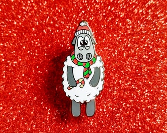 Winter Sheep Enamel Pin, Christmas Lapel Pin