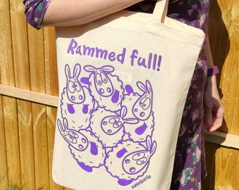 Rammed full! - Tote bag, Sheep bag, Cute tote, Fun book bag, Knitting project bag, Project bag, Bag for life. Reusable Bag. Shopping Bag