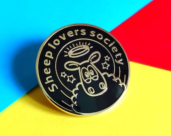 Sheep Lovers Society - Enamel pin, Sheep pin badge, Sheep gift, pin badge, Fun pin badge, Yarn lover gift, Wool lover