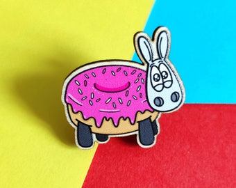 Ewe donut! - Wooden pin badge, cute pin badge, Sheep gift, Fun pin badge, Donut gift, Donuts, Cute badge, Punny gift, Pun gift