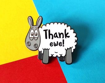 Thank ewe! - Enamel pin badge | Thank You Keepsake | Thank you Token Gift | Sheep gift | Teacher Thank you Gift | Nursery Teacher Gift
