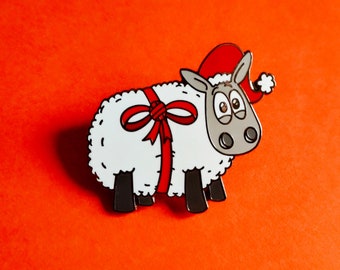 Christmas Sheep Enamel Pin, Festive Stocking Filler, All I want for Christmas is ewe!