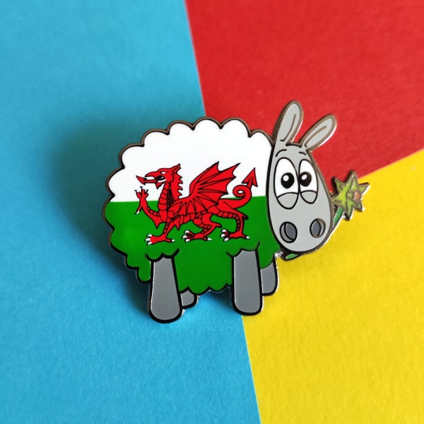 Wales Sheep Enamel pin | Welsh pin badge | Sheep gift | Wales gift | Fun pin badge | Welsh Sheep | Sheep badge | Welsh gift | Wales badge
