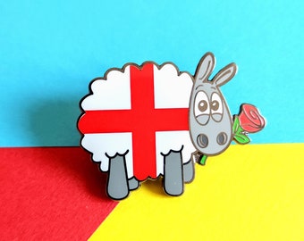 England Sheep enamel pin, EngLamb!, English pin badge, Sheep gift, England gift, Funny pin badge, Yarn lover gift, Wool lover, English gift