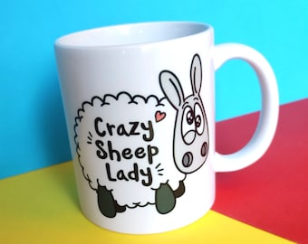 Crazy Sheep Lady! Mug | Fun sheep gift | Sheep Mug | Fun Knitting Cup | Funny Gifts For Knitters | Punny gift | Fun mug | Punny cup